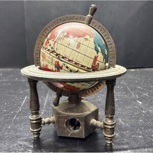 Vintage Metal Die-Cast Minatare Spinning World Globe Pencil Sharpener Tartaria
